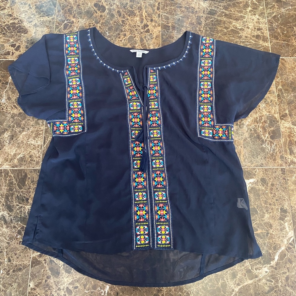 Navy Blue American Eagle Bohemian Blouse